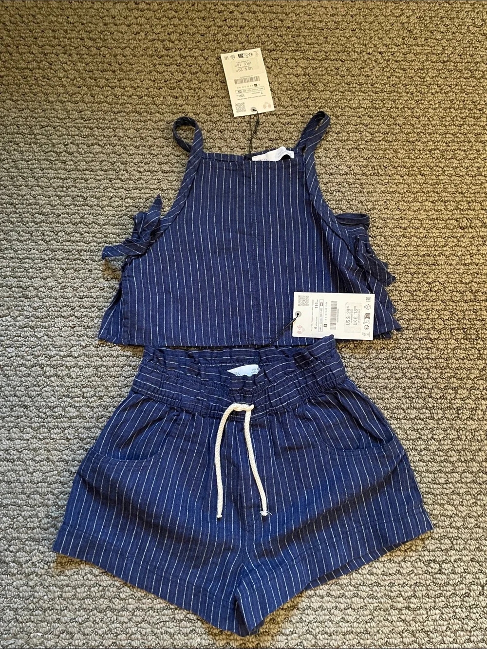 Zara Kids Striped Linen Blend Top & Shorts